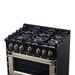Forno - 36" Dual Fuel Range, 6 burners, in black with copper Trim