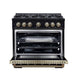 Forno - 36" Dual Fuel Range, 6 burners, in black with copper Trim