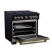 Forno - 36" Dual Fuel Range, 6 burners, in black with copper Trim