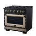 Forno - 36" Dual Fuel Range, 6 burners, in black with copper Trim