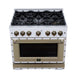 Forno - 36" Dual Fuel Range, 6 burners, in white with copper Trim