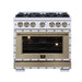 Forno - 36" Dual Fuel Range, 6 burners, in white with copper Trim