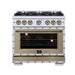 Forno - 36" Dual Fuel Range, 6 burners, in white with copper Trim