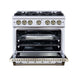 Forno - 36" Dual Fuel Range, 6 burners, in white with copper Trim
