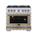 Forno - 36" Dual Fuel Range, 6 burners, in white with copper Trim