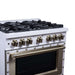 Forno - 36" Dual Fuel Range, 6 burners, in white with copper Trim