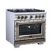Forno - 36" Dual Fuel Range, 6 burners, in white with copper Trim
