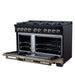 Forno - 48" Dual Fuel Range, 8 burners, in black with copper Trim
