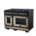 Forno - 48" Dual Fuel Range, 8 burners, in black with copper Trim