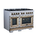Forno - 48" Dual Fuel Range, 8 burners, in white with copper Trim