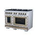 Forno - 48" Dual Fuel Range, 8 burners, in white with copper Trim