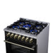 Forno Massimo 30-Inch Freestanding Dual Fuel Range in Black with Antique Brass Accessories, 4 Burners, 4.32 cu. ft. Convection Oven