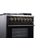 Forno Massimo 30-Inch Freestanding Dual Fuel Range in Black with Antique Brass Accessories, 4 Burners, 4.32 cu. ft. Convection Oven