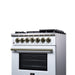 Forno Massimo 30-Inch Freestanding Dual Fuel Range in White with Antique Brass Accessories, 4 Burners, 4.32 cu. ft. Convection Oven