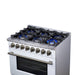 Forno Massimo 36 Inch Freestanding Dual Fuel Range in White with Antique Brass Accessories, 6 Burners, 5.36 cu. ft. Convection Oven