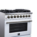 Forno Massimo 36 Inch Freestanding Dual Fuel Range in White with Antique Brass Accessories, 6 Burners, 5.36 cu. ft. Convection Oven