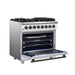 Forno Massimo 36 Inch Freestanding Dual Fuel Range in White with Antique Brass Accessories, 6 Burners, 5.36 cu. ft. Convection Oven