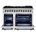 Forno Massimo 48 Inch Freestanding Dual Fuel Range in White with Antique Brass Accessories, 8 Burners, 6.58 cu. ft. Convection Oven