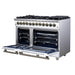 Forno Massimo 48 Inch Freestanding Dual Fuel Range in White with Antique Brass Accessories, 8 Burners, 6.58 cu. ft. Convection Oven