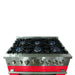 Forno Galiano 36-Inch Freestanding Dual Fuel Range, 6 Burners, Double Convection Ovens, Red Door