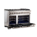 Forno Capriasca 48-Inch Freestanding Dual Fuel Range, 8 Burners, True Convection Oven, Black Doors
