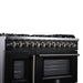 Forno Capriasca 48 Inch Freestanding French Door Dual Fuel Range in Black with Antique Brass Accessories, 8 Burners, True Convection Oven