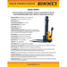 EKKO Full Powered Straddle Stacker 2640 lb Cap., 138" Height EB12E-138