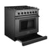 Cosmo 36 in. Haven Collection 6.0 cu. ft. Gas Range, 6 Burners, Convection Oven, Knob LEDs, Storage Drawer, Matte Black - COS-EPGR366-BK