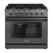 Cosmo 36 in. Haven Collection 6.0 cu. ft. Gas Range, 6 Burners, Convection Oven, Knob LEDs, Storage Drawer, Matte Black - COS-EPGR366-BK