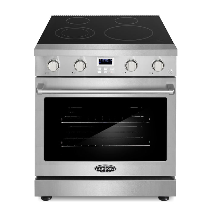 Cosmo 30 in. Haven Collection 4.8 cu. ft. Electric Range with 4 Burner Glass Cooktop and Convection Oven in Stainless Steel - COS-ERC304KBD