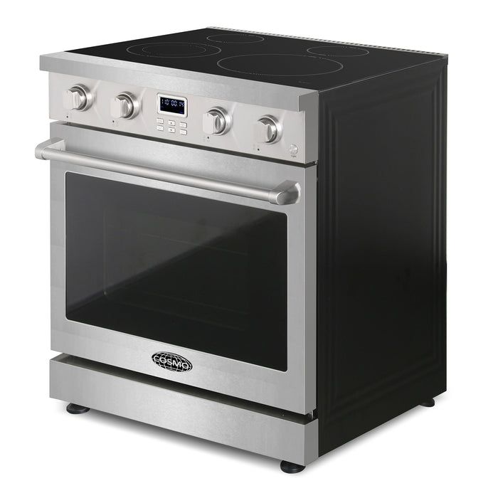 Cosmo 30 in. Haven Collection 4.8 cu. ft. Electric Range with 4 Burner Glass Cooktop and Convection Oven in Stainless Steel - COS-ERC304KBD