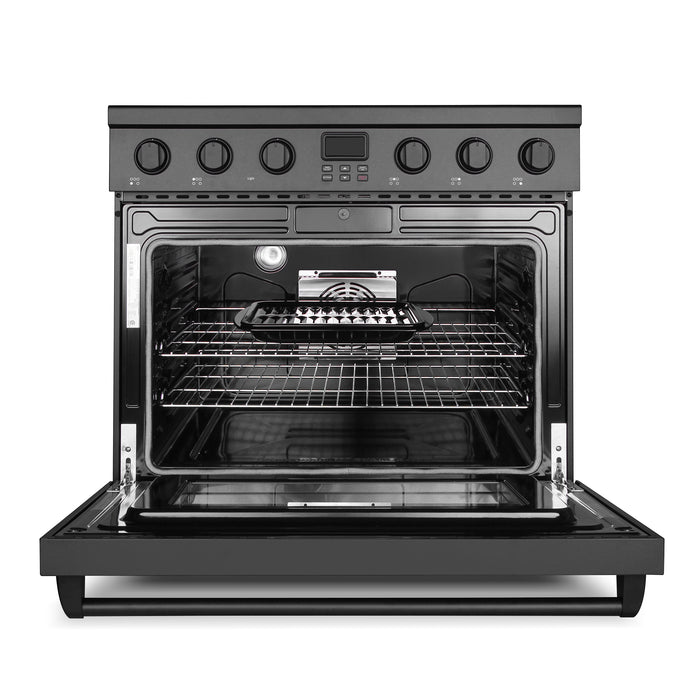 Cosmo 36 in. Haven Collection 6.1 cu. ft. Electric Ceramic Glass Range, 5 Burner Elements, Convection Oven, Matte Black - COS-ERC365KBD-BK