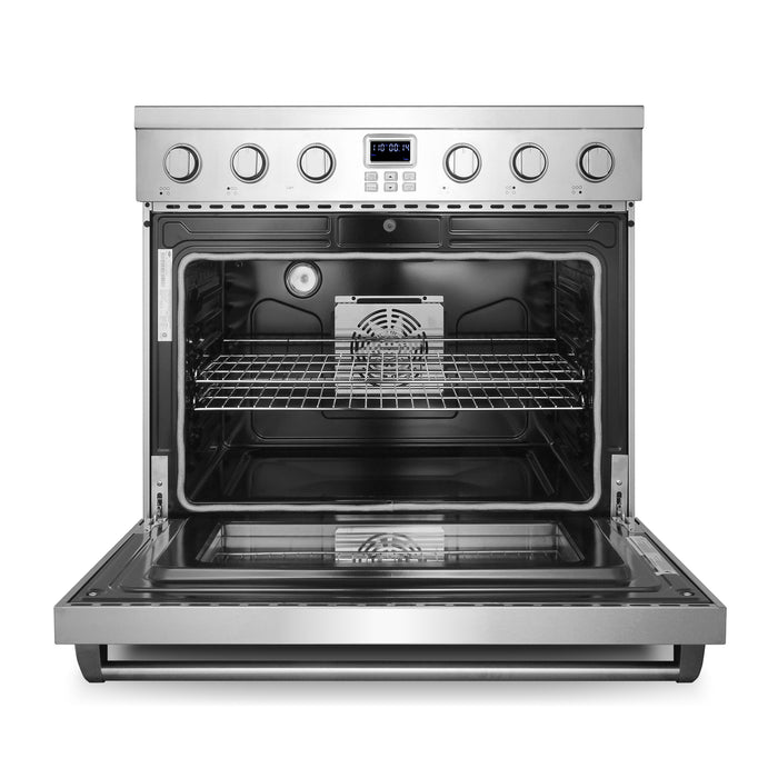 Cosmo Commercial Style 36 in. 6.1 cu. ft. Electric Range with 5 Burner Glass Cooktop and Convection Oven in Stainless Steel - COS-ERC365KBD
