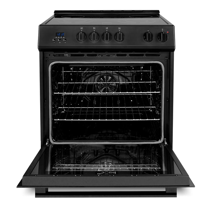 Cosmo 30 in. Stellar Collection 4.9 cu. ft. Electric Range with 4 Burner Glass Cooktop and Convection Oven in Matte Black - COS-ERD304K-BK