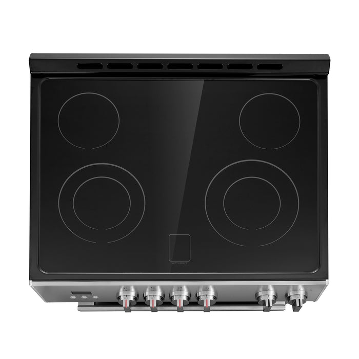 Cosmo 30 in. Stellar Collection 4.9 cu. ft. Electric Range with 4 Burner Glass Cooktop and Convection Oven in Stainless Steel - COS-ERD304K