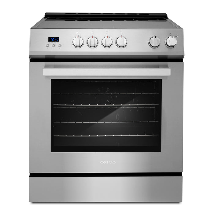 Cosmo 30 in. Stellar Collection 4.9 cu. ft. Electric Range with 4 Burner Glass Cooktop and Convection Oven in Stainless Steel - COS-ERD304K