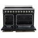 Forno Paolo 48 Inch Freestanding Electric Range in Black with Antique Brass, 6.7 cu.ft, True Convection Oven, Energy Efficient