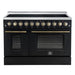 Forno Paolo 48 Inch Freestanding Electric Range in Black with Antique Brass, 6.7 cu.ft, True Convection Oven, Energy Efficient