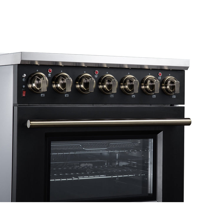 Forno Massimo 30 Inch Freestanding Electric Range, 5 Radiant Burners, 4.32 Cu. Ft. True Convection Oven, Air Fryer Kit, Black - FFSEL6020-30BLK
