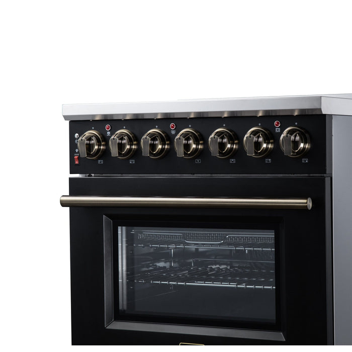 Forno Massimo 30 Inch Freestanding Electric Range, 5 Radiant Burners, 4.32 Cu. Ft. True Convection Oven, Air Fryer Kit, Black - FFSEL6020-30BLK