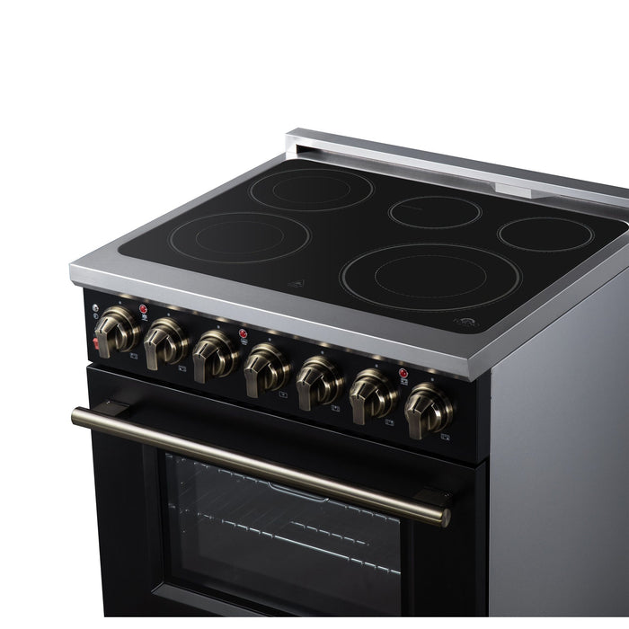 Forno Massimo 30 Inch Freestanding Electric Range, 5 Radiant Burners, 4.32 Cu. Ft. True Convection Oven, Air Fryer Kit, Black - FFSEL6020-30BLK