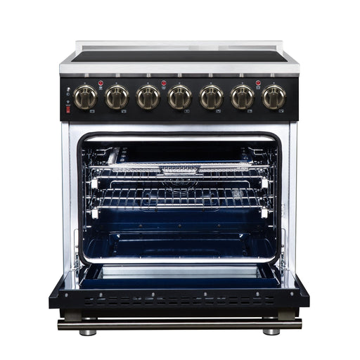 Forno Massimo 30 Inch Freestanding Electric Range, 5 Radiant Burners, 4.32 Cu. Ft. True Convection Oven, Air Fryer Kit, Black - FFSEL6020-30BLK