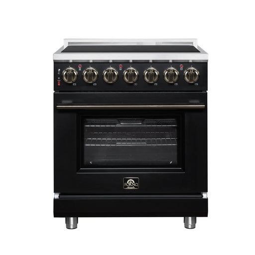 Forno Massimo 30 Inch Freestanding Electric Range, 5 Radiant Burners, 4.32 Cu. Ft. True Convection Oven, Air Fryer Kit, Black - FFSEL6020-30BLK