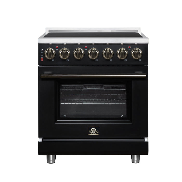 Forno Massimo 30 Inch Freestanding Electric Range, 5 Radiant Burners, 4.32 Cu. Ft. True Convection Oven, Air Fryer Kit, Black - FFSEL6020-30BLK