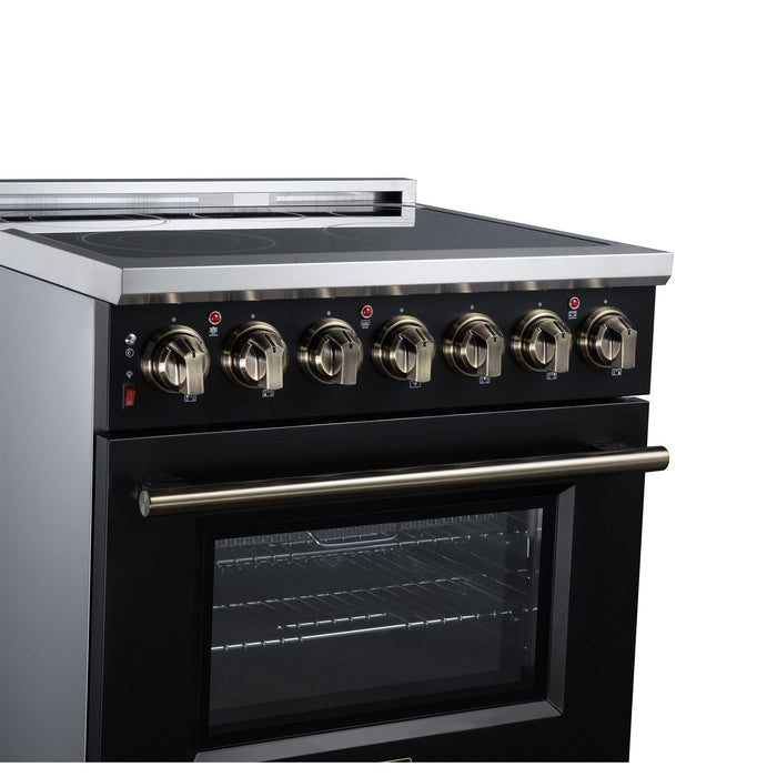 Forno Massimo 30 Inch Freestanding Electric Range, 5 Radiant Burners, 4.32 Cu. Ft. True Convection Oven, Air Fryer Kit, Black - FFSEL6020-30BLK