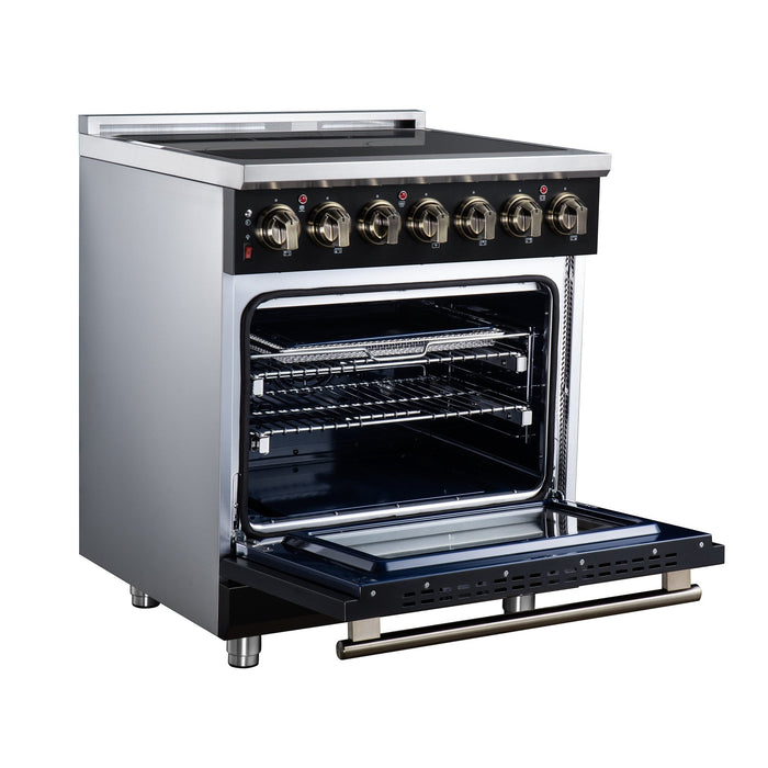 Forno Massimo 30 Inch Freestanding Electric Range, 5 Radiant Burners, 4.32 Cu. Ft. True Convection Oven, Air Fryer Kit, Black - FFSEL6020-30BLK