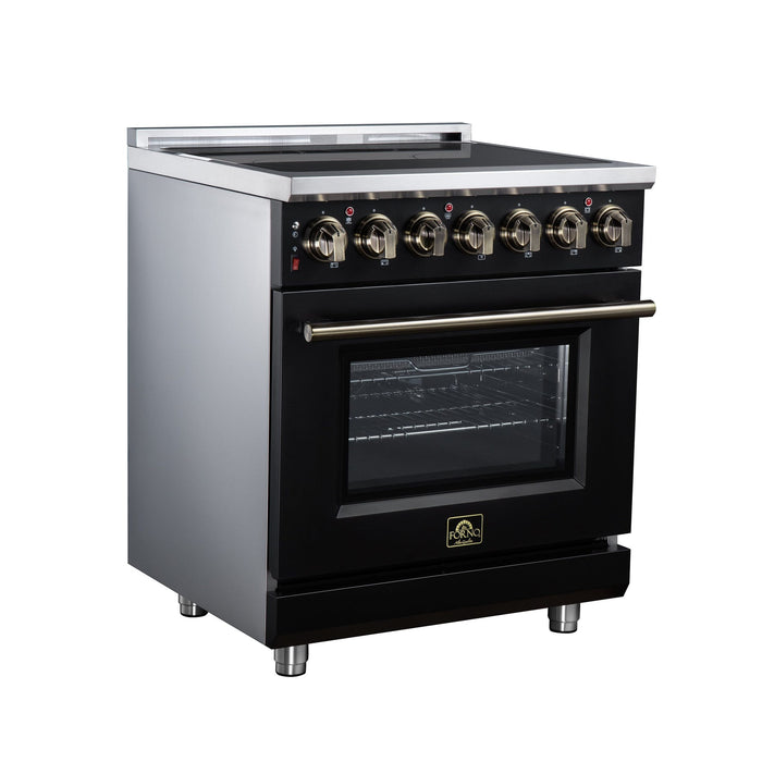 Forno Massimo 30 Inch Freestanding Electric Range, 5 Radiant Burners, 4.32 Cu. Ft. True Convection Oven, Air Fryer Kit, Black - FFSEL6020-30BLK