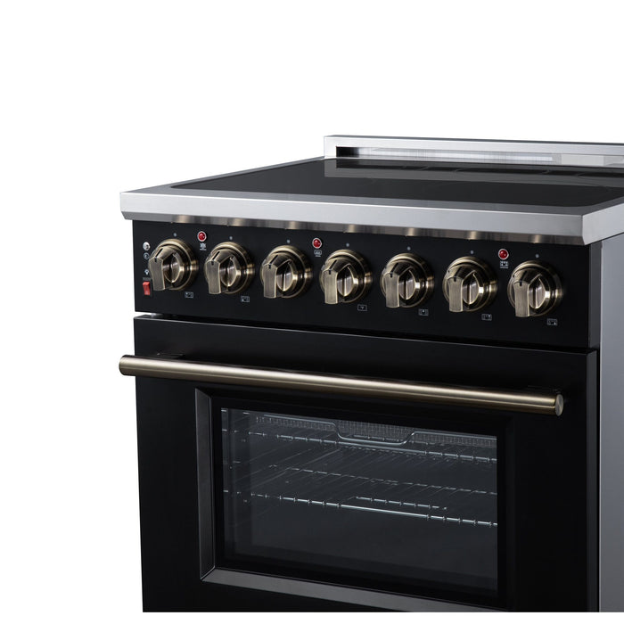 Forno Massimo 30 Inch Freestanding Electric Range, 5 Radiant Burners, 4.32 Cu. Ft. True Convection Oven, Air Fryer Kit, Black - FFSEL6020-30BLK