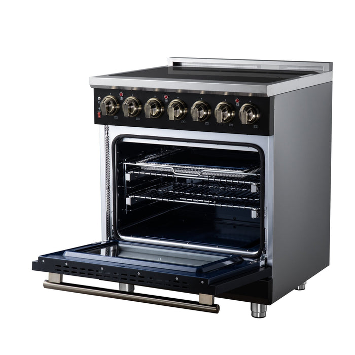 Forno Massimo 30 Inch Freestanding Electric Range, 5 Radiant Burners, 4.32 Cu. Ft. True Convection Oven, Air Fryer Kit, Black - FFSEL6020-30BLK