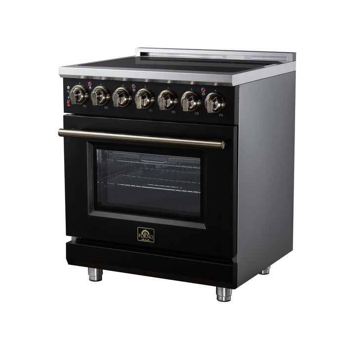 Forno Massimo 30 Inch Freestanding Electric Range, 5 Radiant Burners, 4.32 Cu. Ft. True Convection Oven, Air Fryer Kit, Black - FFSEL6020-30BLK